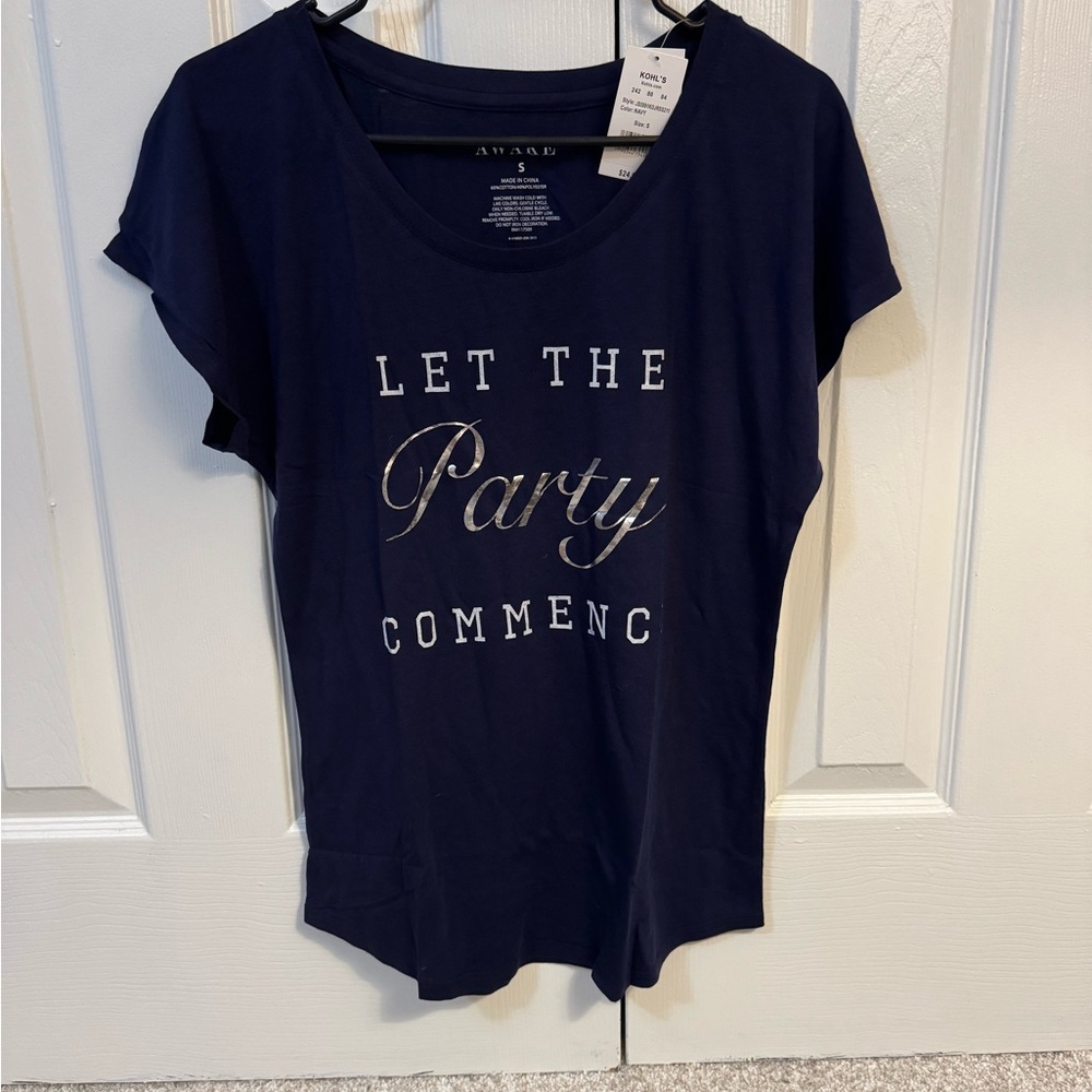Awake Navy Short Sleeve Tee with Silver Print